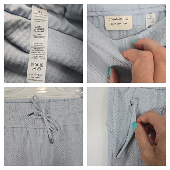 7 Diamonds Restoration Collection Hoodie & Shorts Set Ice Blue Textured Size XS - Picture 7 of 10